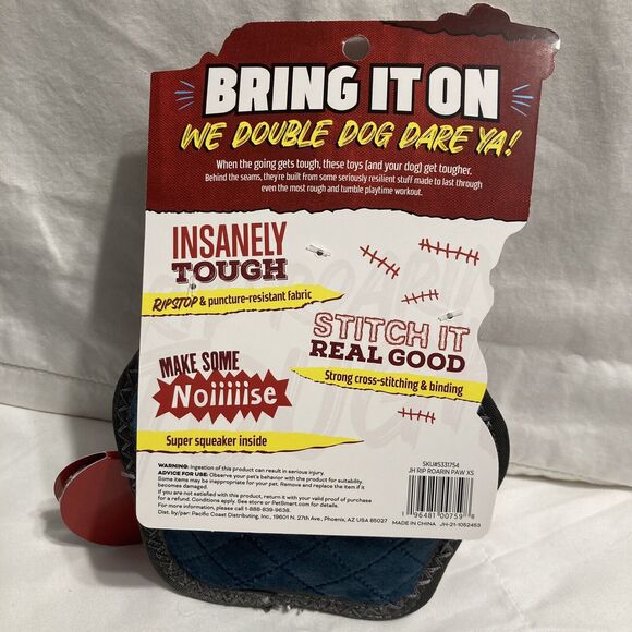 Joyhound Dog Toy Rip Roarin' Tough Paw Print Super Squeaker Durable Fetch Tug - Picture 2 of 13